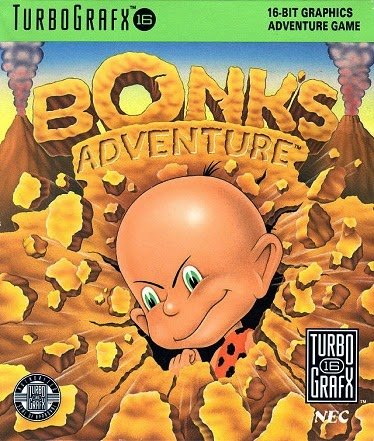 Front cover of Bonk's Adventure for the Turbografx-16.