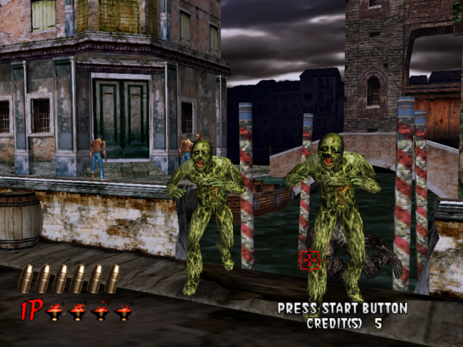 Zombies approach the player on the streets of Italy.