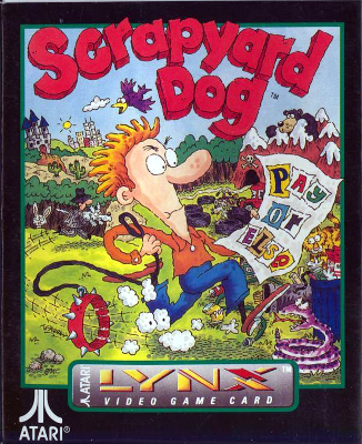 Front cover for Scrapyard Dog for the Atari Lynx.