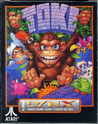Front cover for Toki for the Atari Lynx.