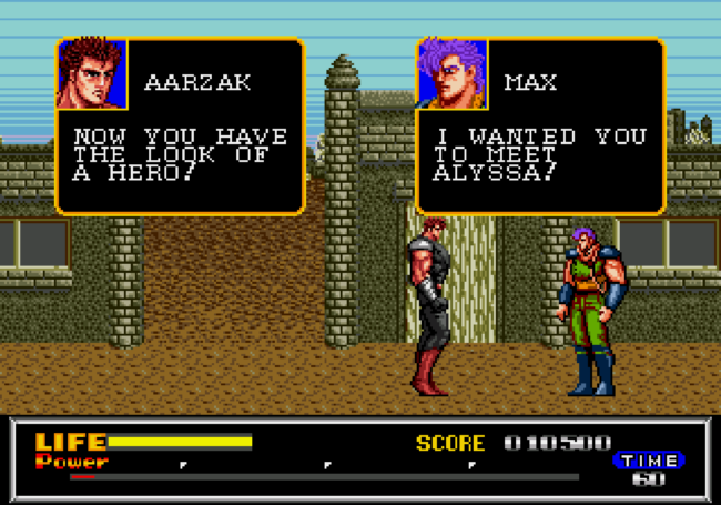 Dialogue between two characters at the end of a stage.