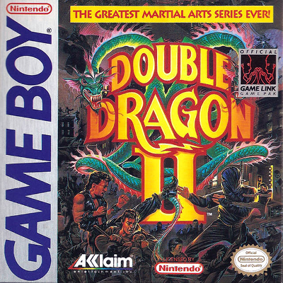 Front cover for Double Dragon II for the Nintendo Game Boy.