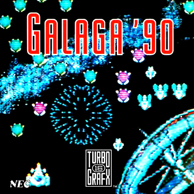 Front cover for Galaga 90 for the Turbografx-16.