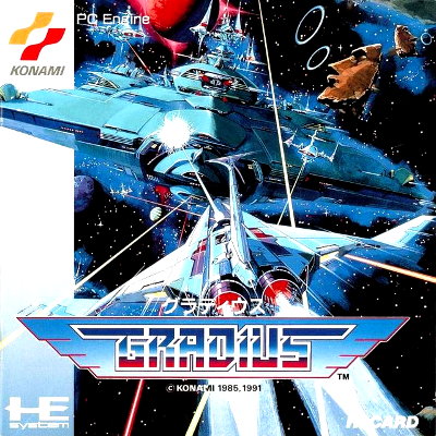 Front cover for Gradius for the NEC PC-Engine.