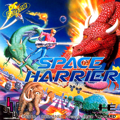 Front cover for Space Harrier for the NEC PC-Engine.