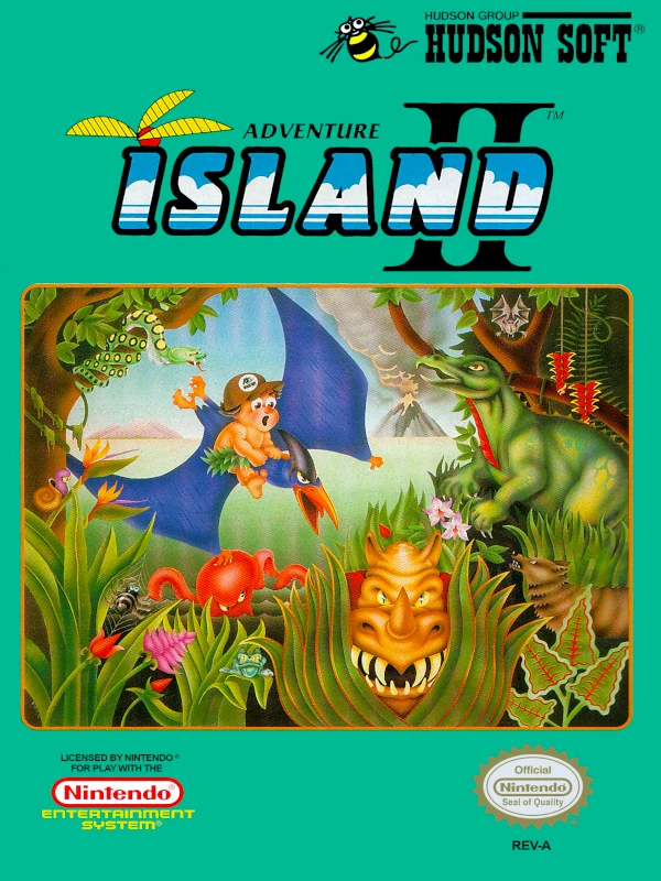 Front cover for Adventure Island II on the Nintendo Entertainment System.