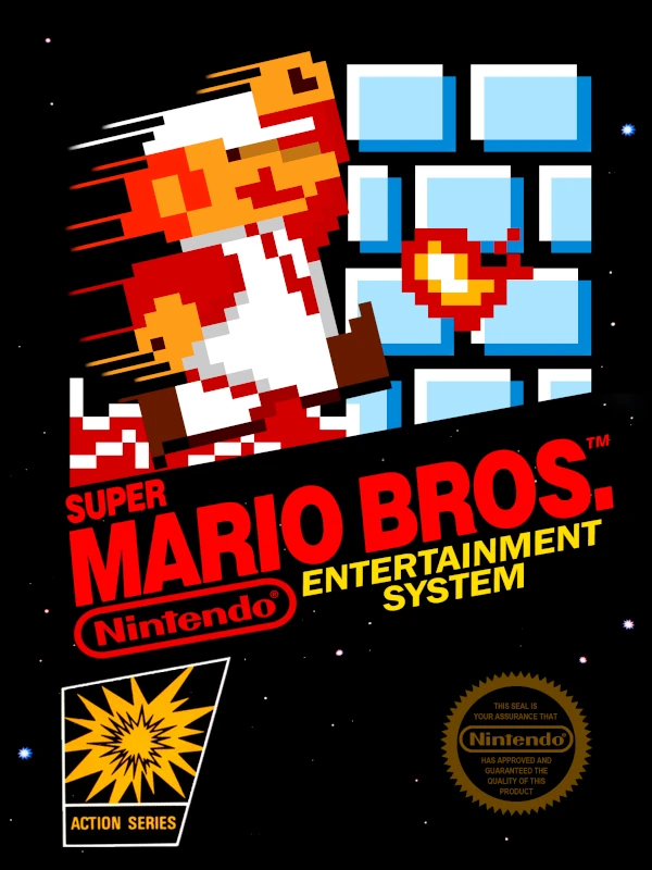 Front cover for Super Mario Bros. on the Nintendo Entertainment System.